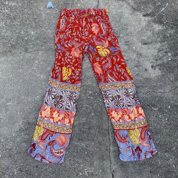 Anthropologie Floral Paisley Boho Casual Pants - Picture 5 of 8